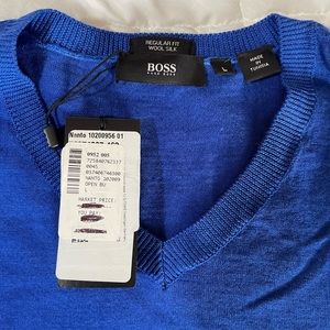 Hugo Boss Mens Nanto Blue Sweater Regular Fit Size Large